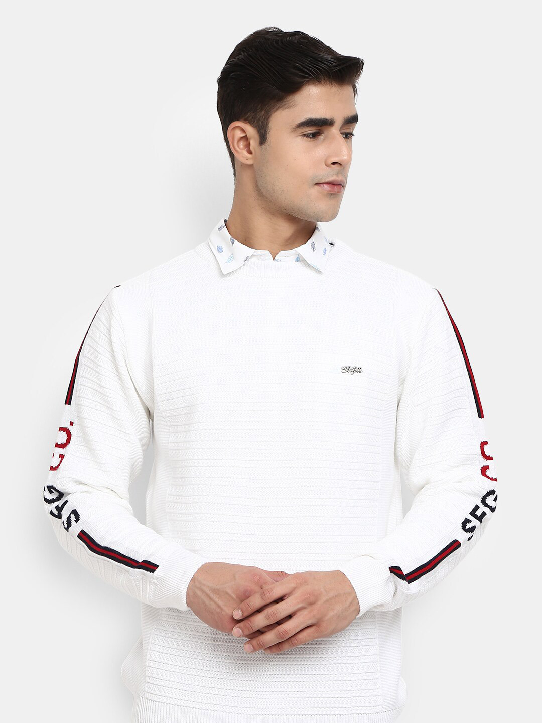 

V-Mart Round Neck Fleece Sweatshirt, White
