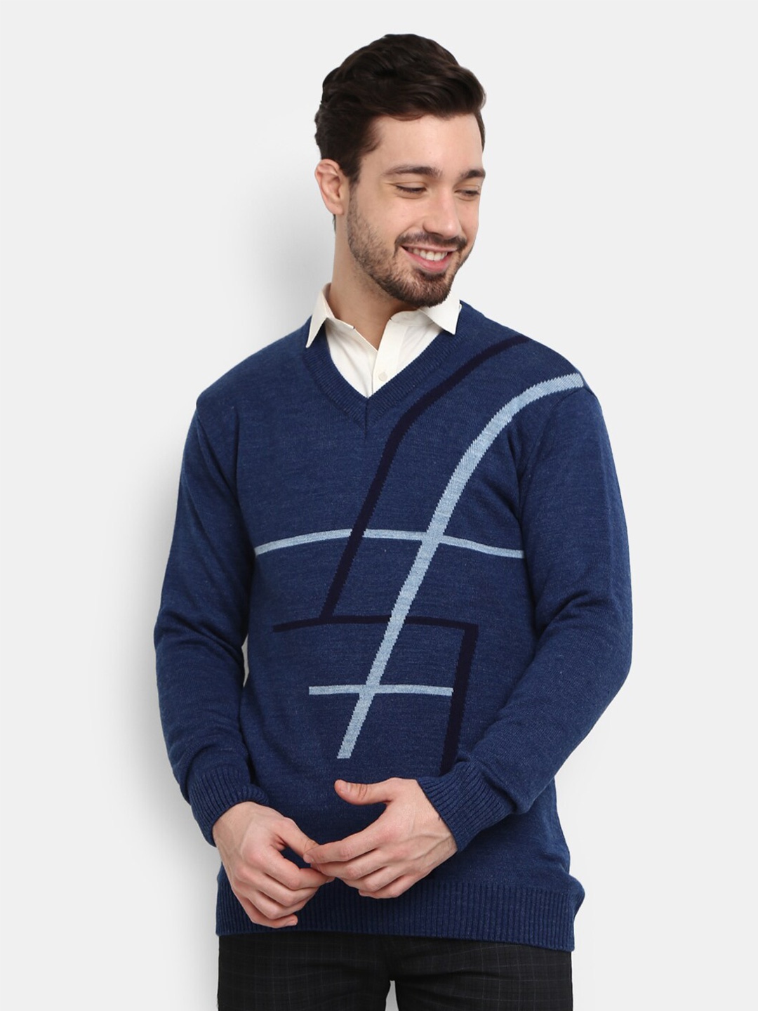 

V-Mart Round Neck Printed Fleece Sweatshirt, Blue