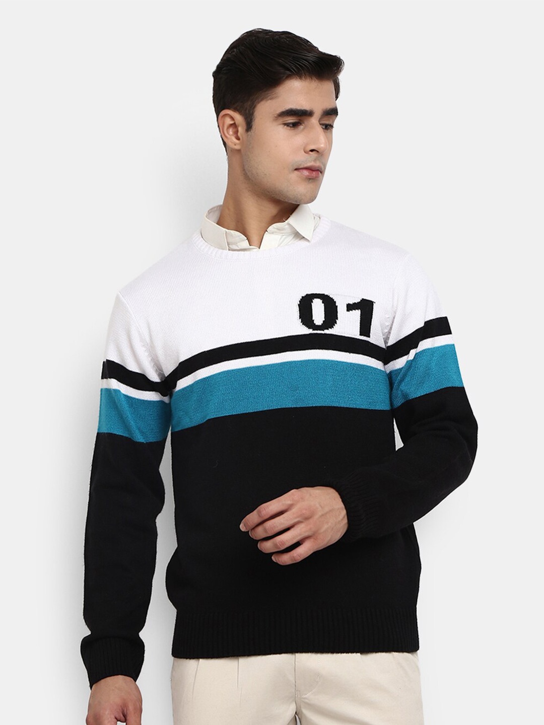 

V-Mart Men Black Colourblocked Sweatshirt