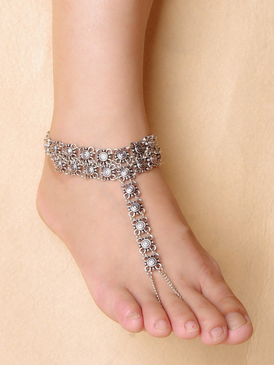 

Young & Forever Women Set of 2 Silver-Plated Toe Ring Anklet