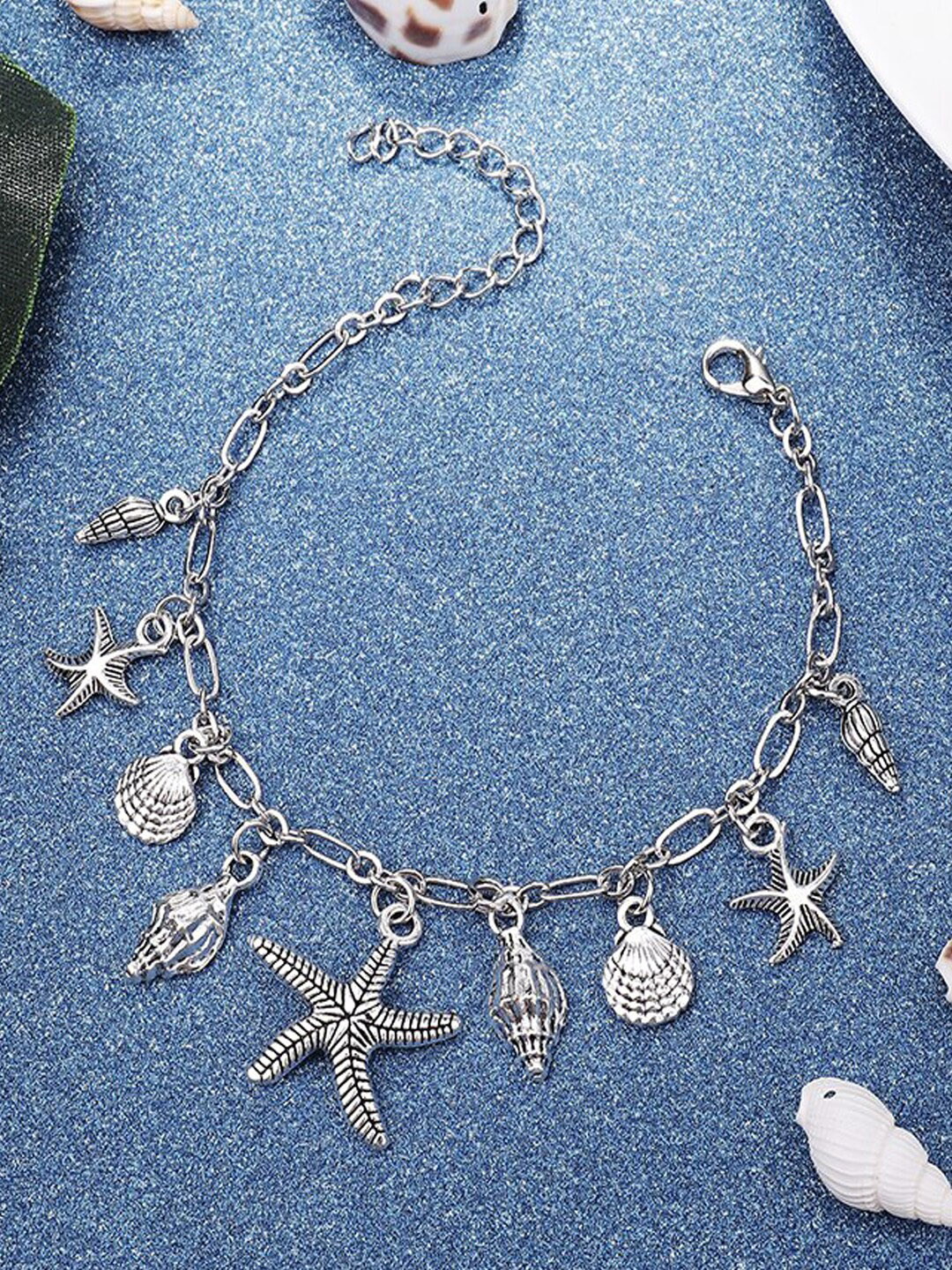 

Young & Forever Women Silver-Plated Starfish Charm Bohemian Beach Anklet
