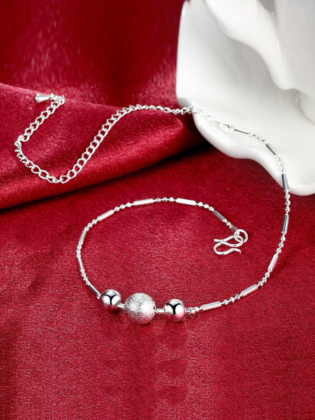 

Young & Forever Women Silver-Plated Beaded Anklet