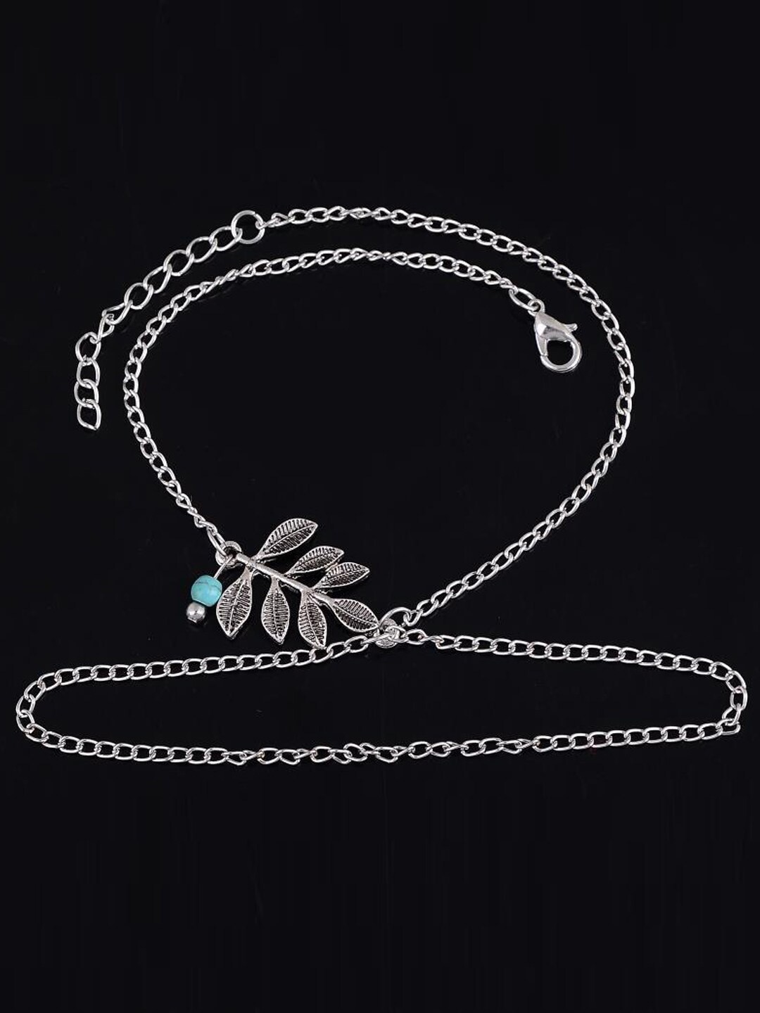 

Young & Forever Women Silver-Plated Leaf Toe Ring Anklet