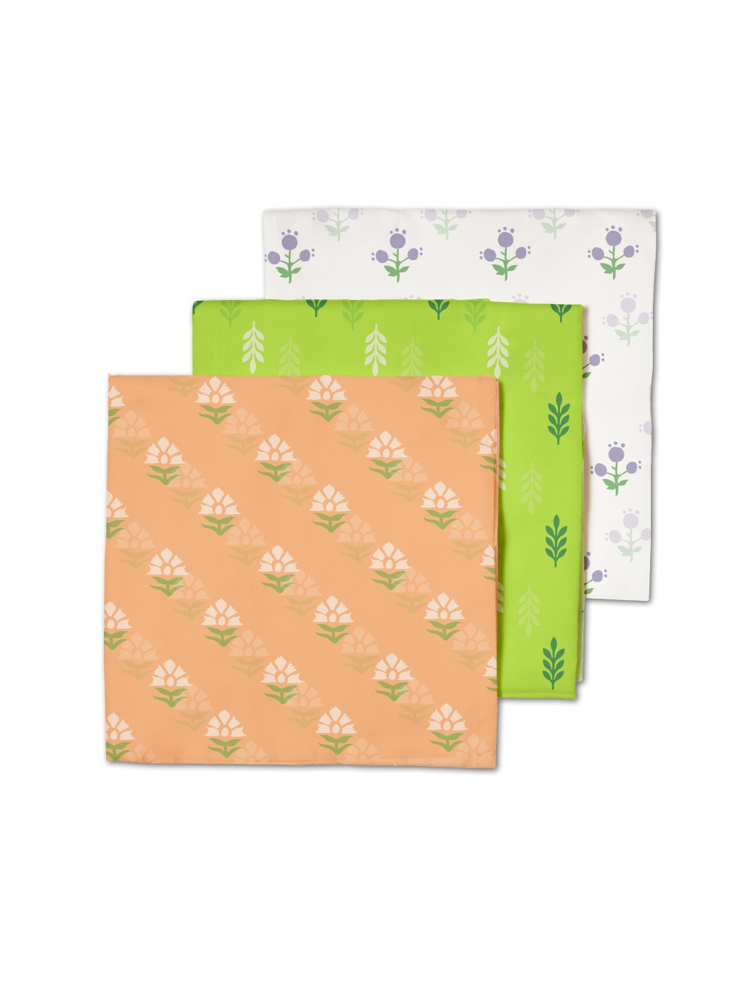 

SuperBottoms Infant Kids Set of 3 Printed Cotton Sustainable Swaddles, White