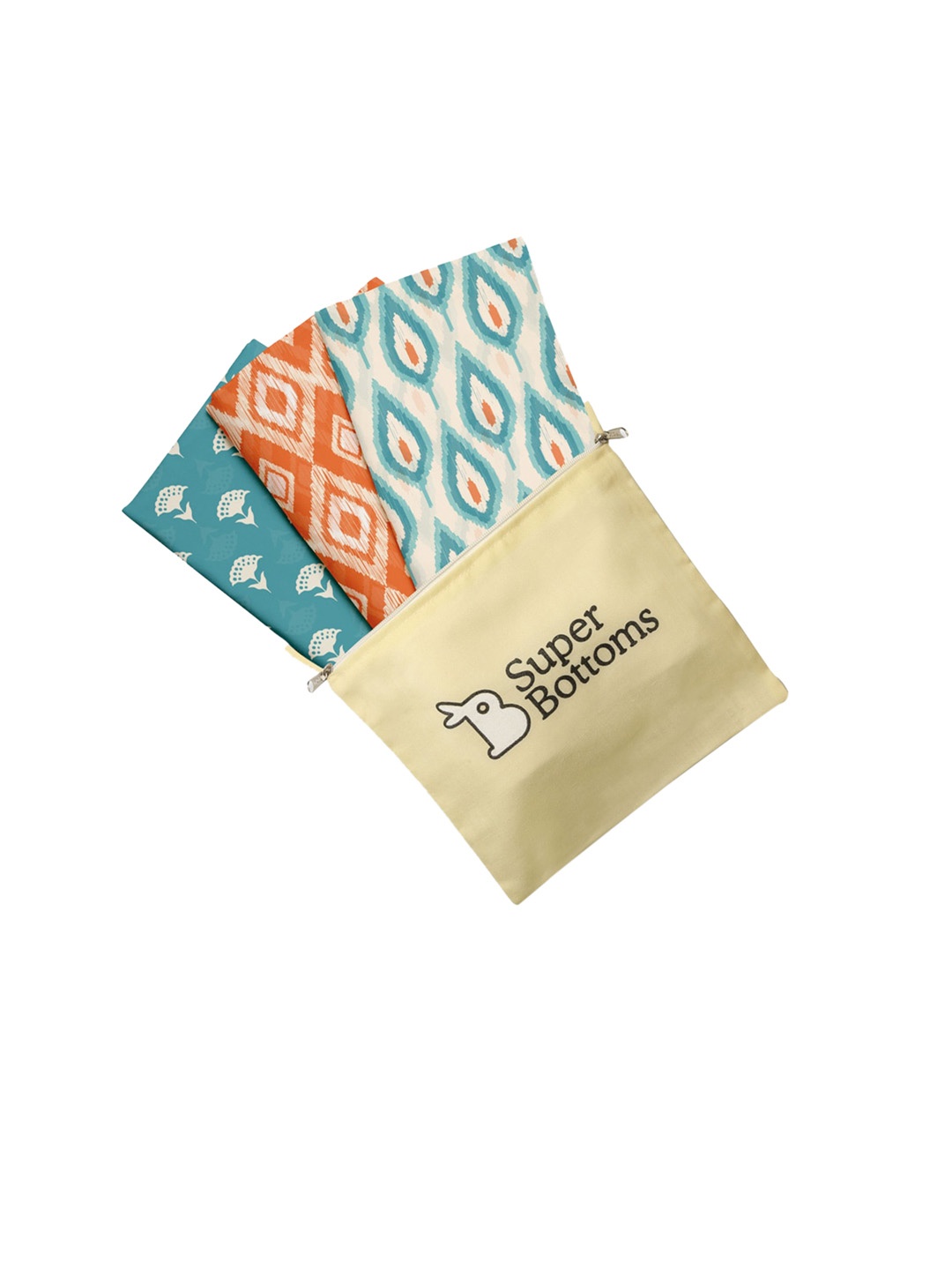 

SuperBottoms Infant Kids Set of 3 Printed Cotton Sustainable Swaddles, Blue