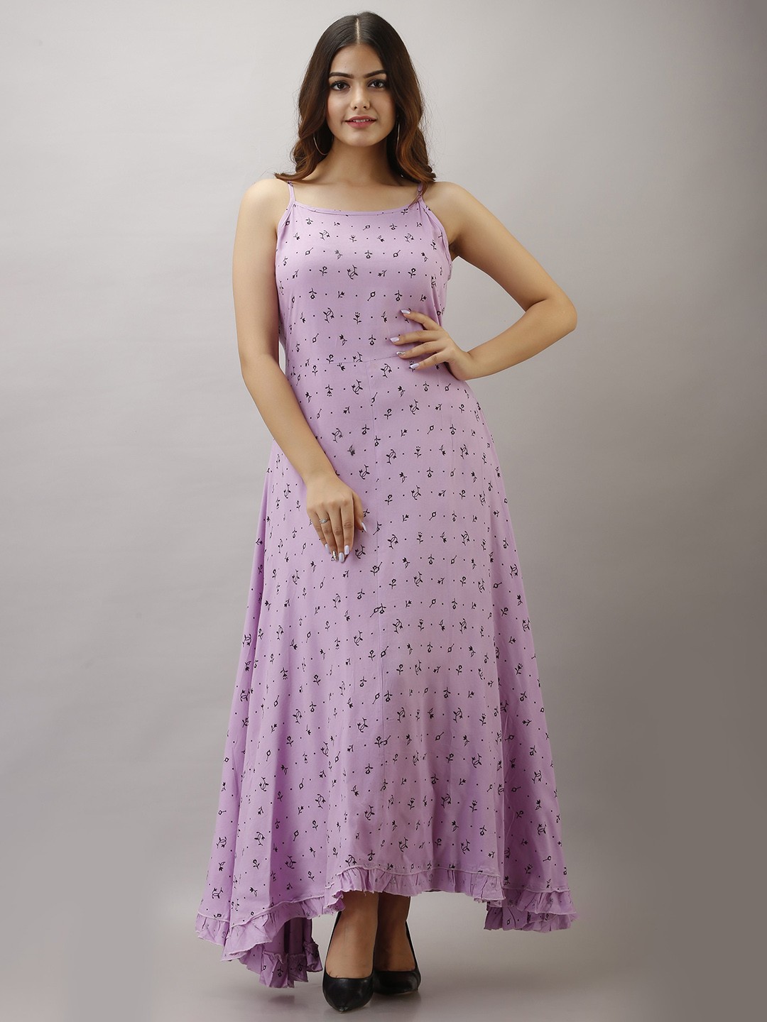 

OMASK Women Purple & Red Floral Maxi Dress