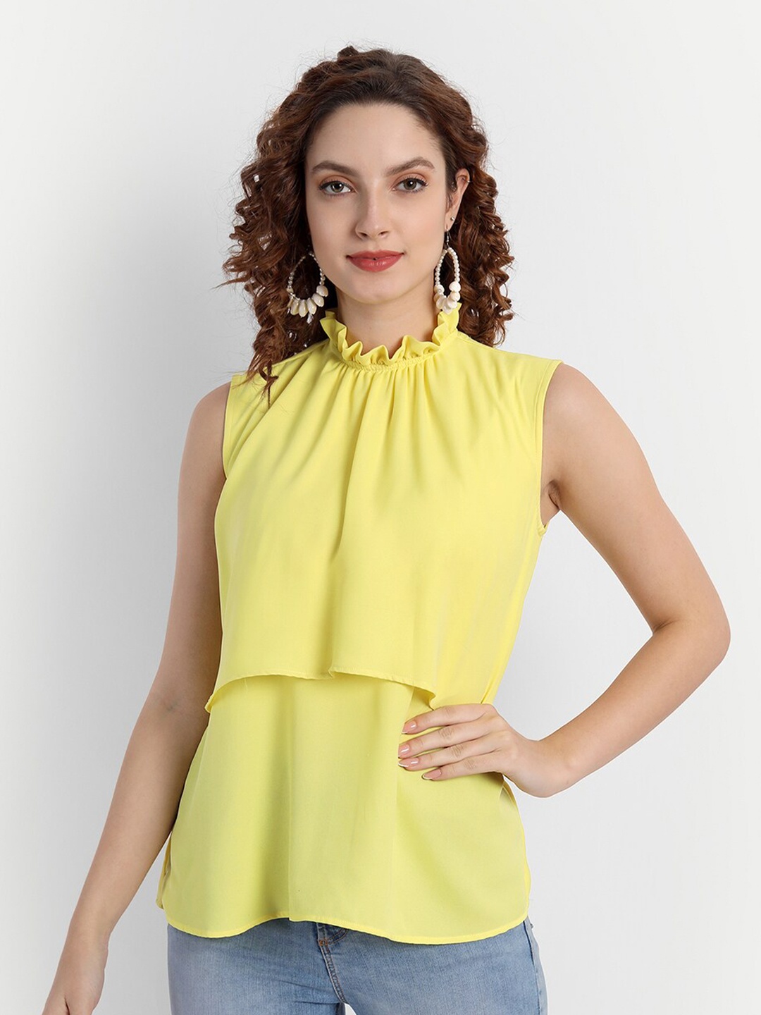 

PARASSIO CLOTHINGS Women Yellow Georgette Top