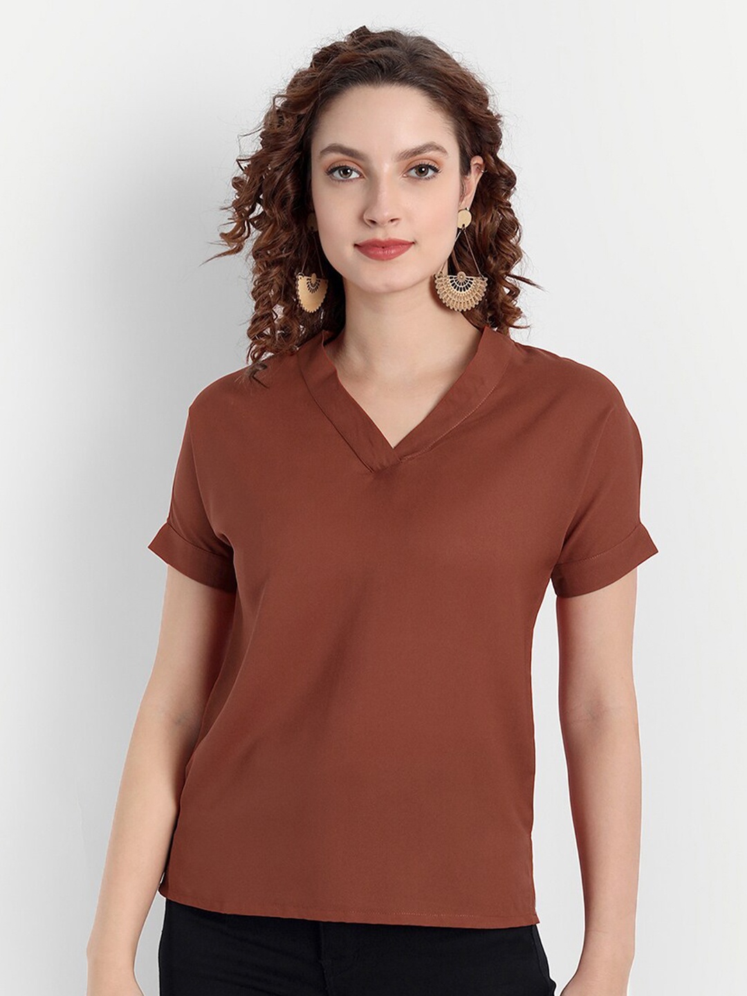 

PARASSIO CLOTHINGS Women Brown Georgette Top