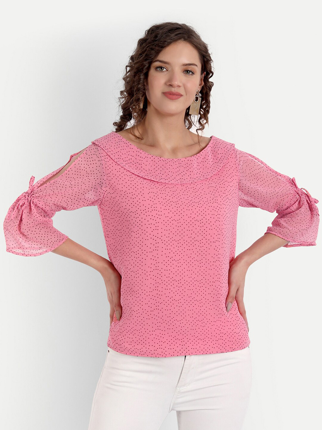 

PARASSIO CLOTHINGS Women Pink Printed Georgette Top