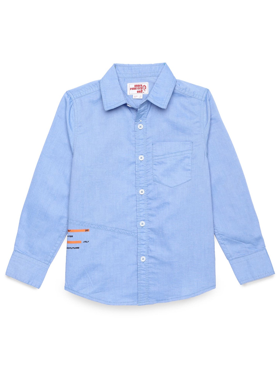 

UNDER FOURTEEN ONLY Boys Printed Cotton Casual Shirt, Blue