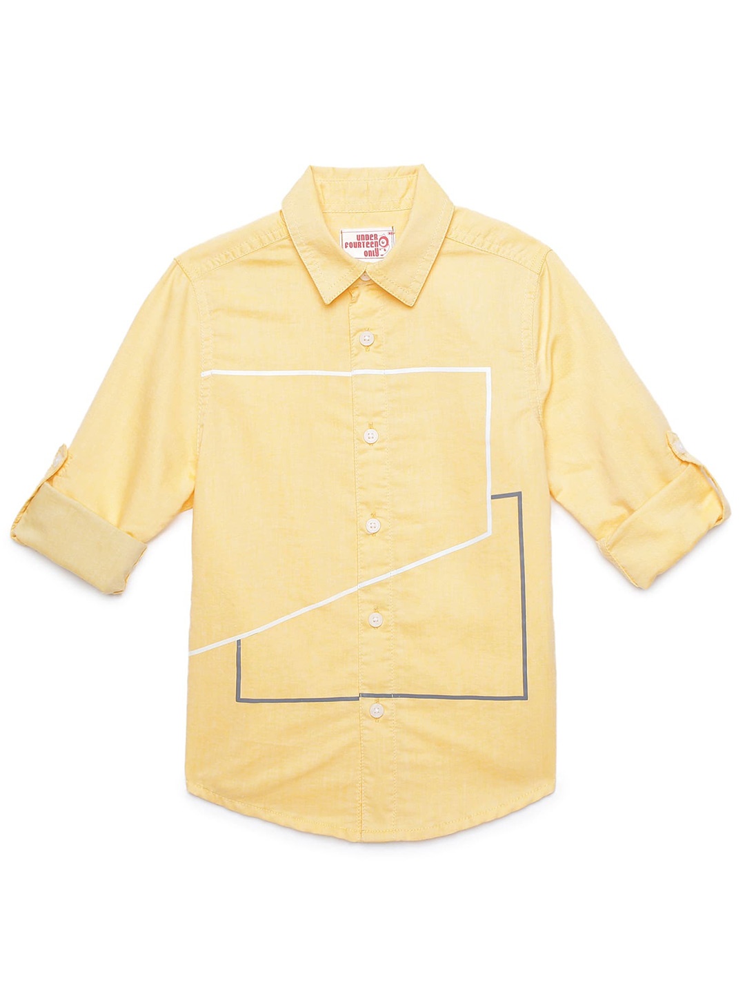 

UNDER FOURTEEN ONLY Boys Yellow Cotton Casual Shirt