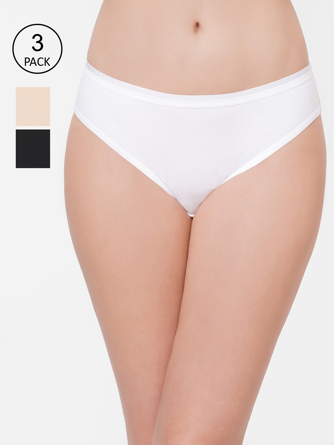 Wacoal Women Pack Of 3 Solid Bikini Briefs, White