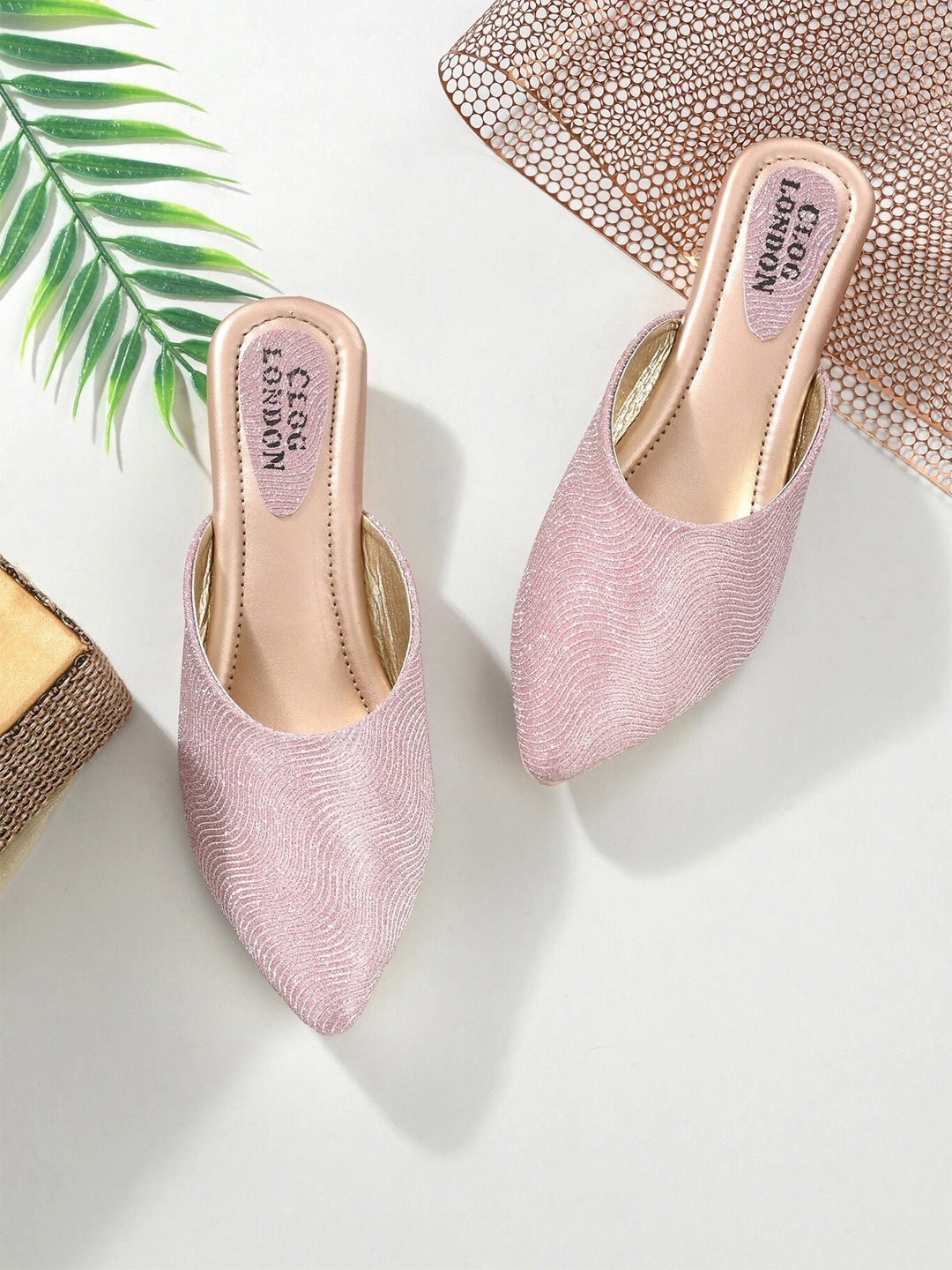 

CLOG LONDON Women Pink Embellished Mules Flats