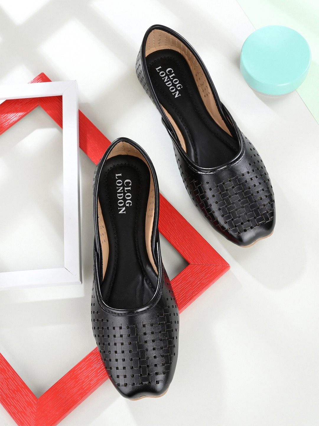 

CLOG LONDON Women Black Ballerinas with Laser Cuts Flats