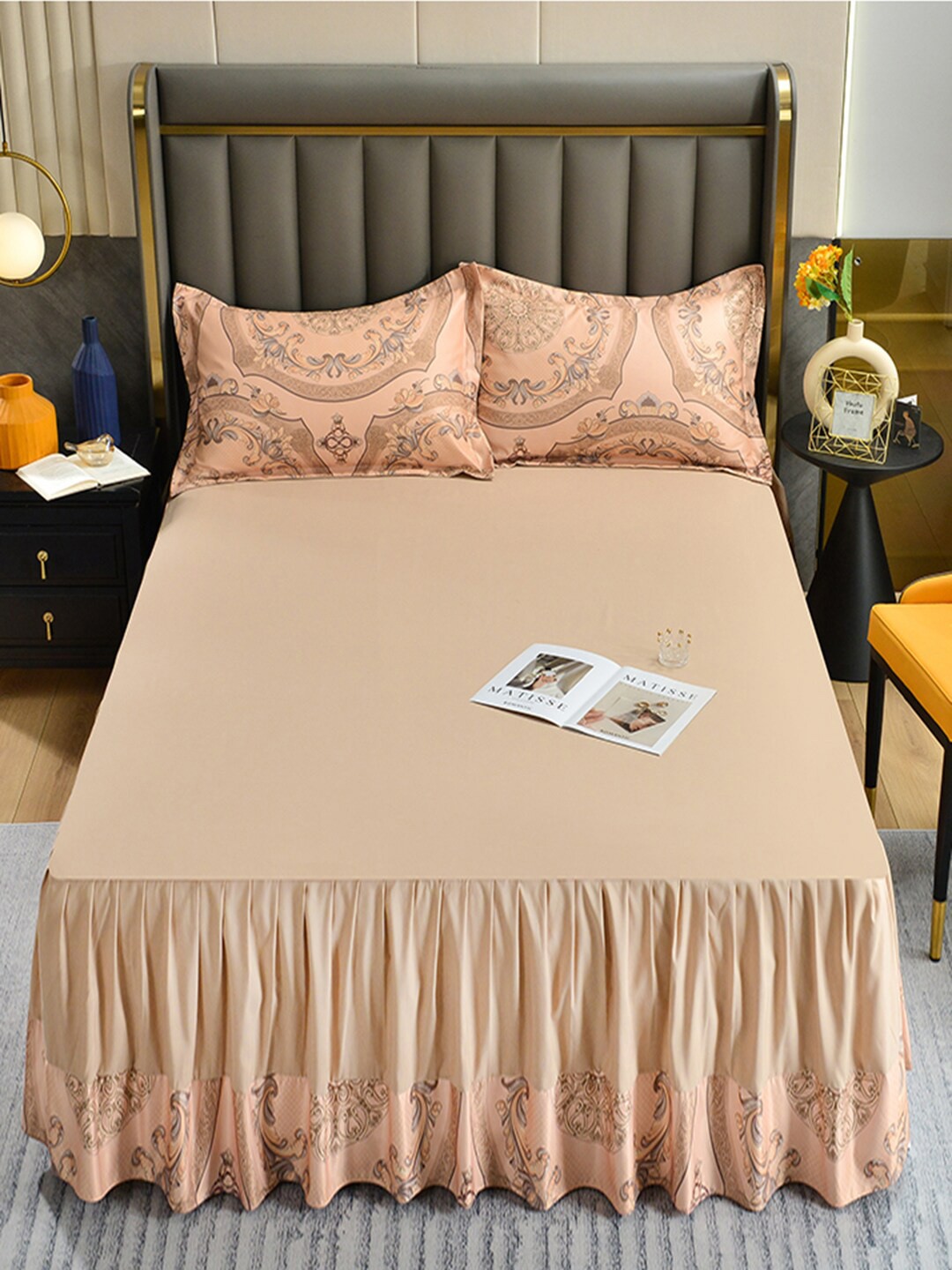 

JC Collection Beige Solid Polycotton Double King Bedding Set