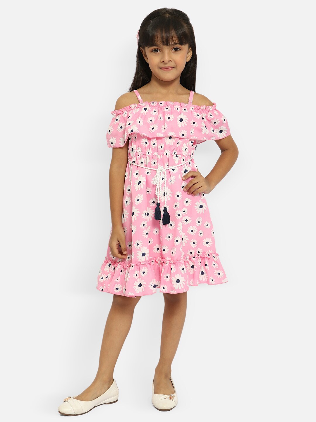

Nauti Nati Girls Pink & White Floral Crepe Dress