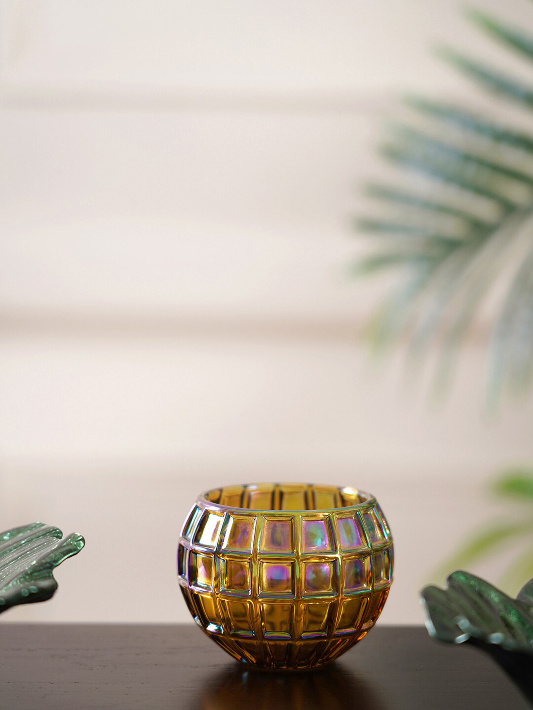 

Pure Home and Living Set Of 6 Gold-Toned Glass Votive Candle Holders