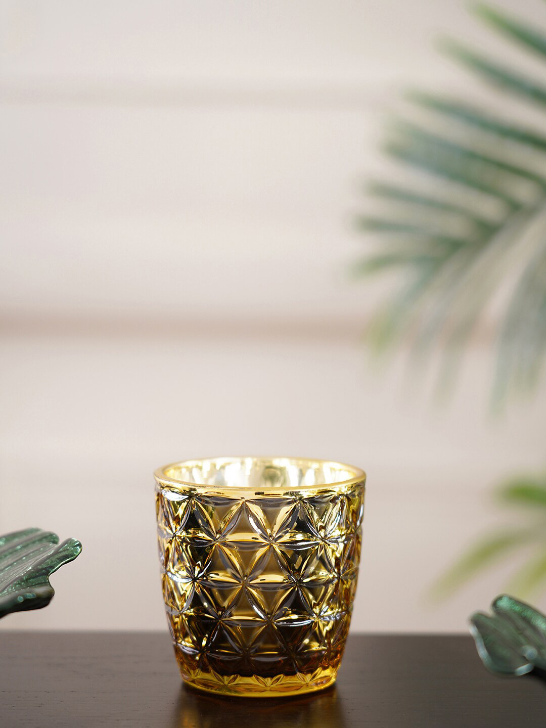 

Pure Home and Living Set Of 6 Gold-Toned Textured Candle Holders