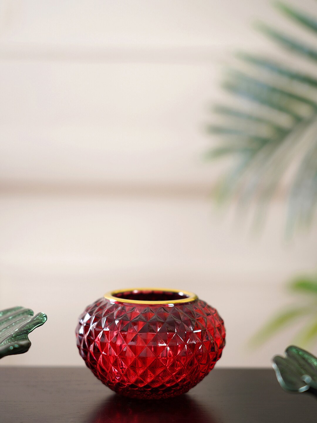 

Pure Home and Living Set Of 6 Red Solid Candle Holders