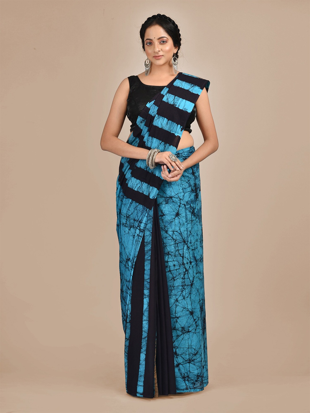 

Mitera Blue & Navy Blue Batik Pure Cotton Saree