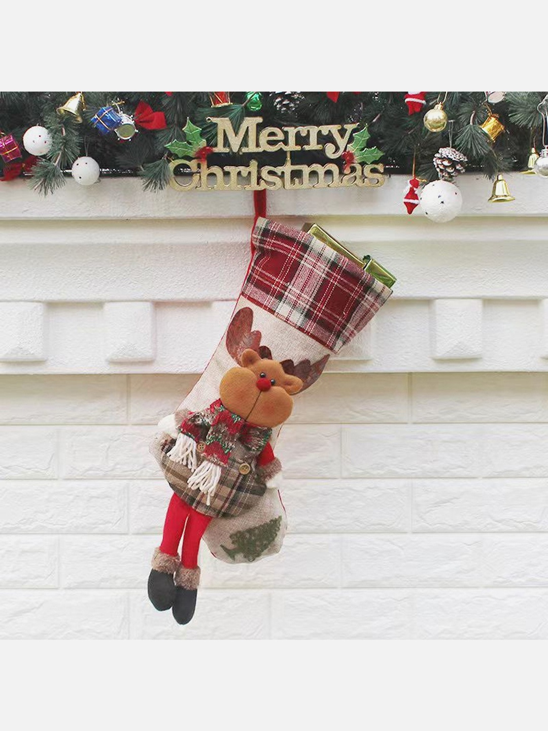 

Little Surprise Box LLP Red Printed Christmas Stocking With Hanging Loop