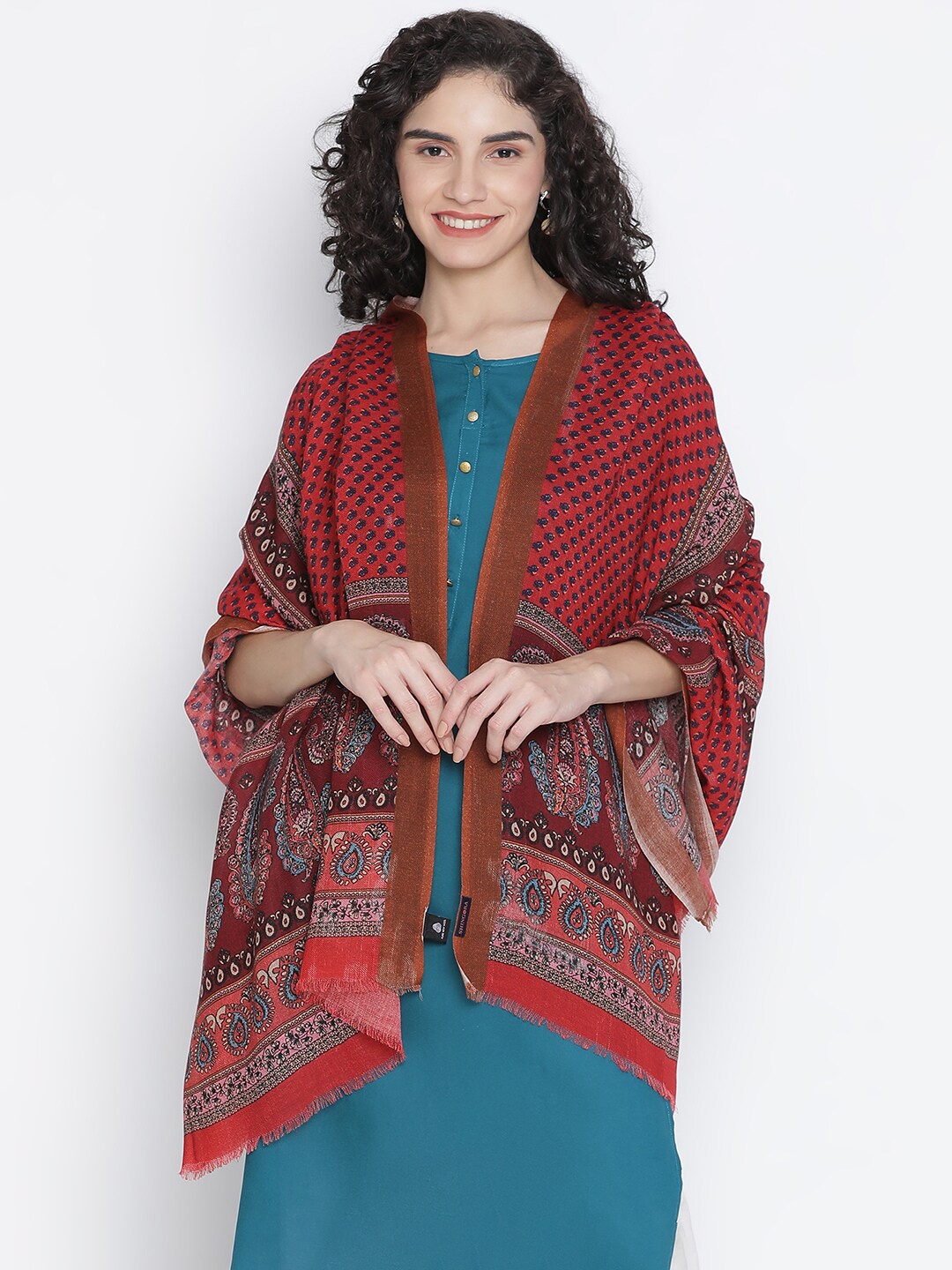 

SHINGORA Women Maroon Printed Pure Wool Shawl