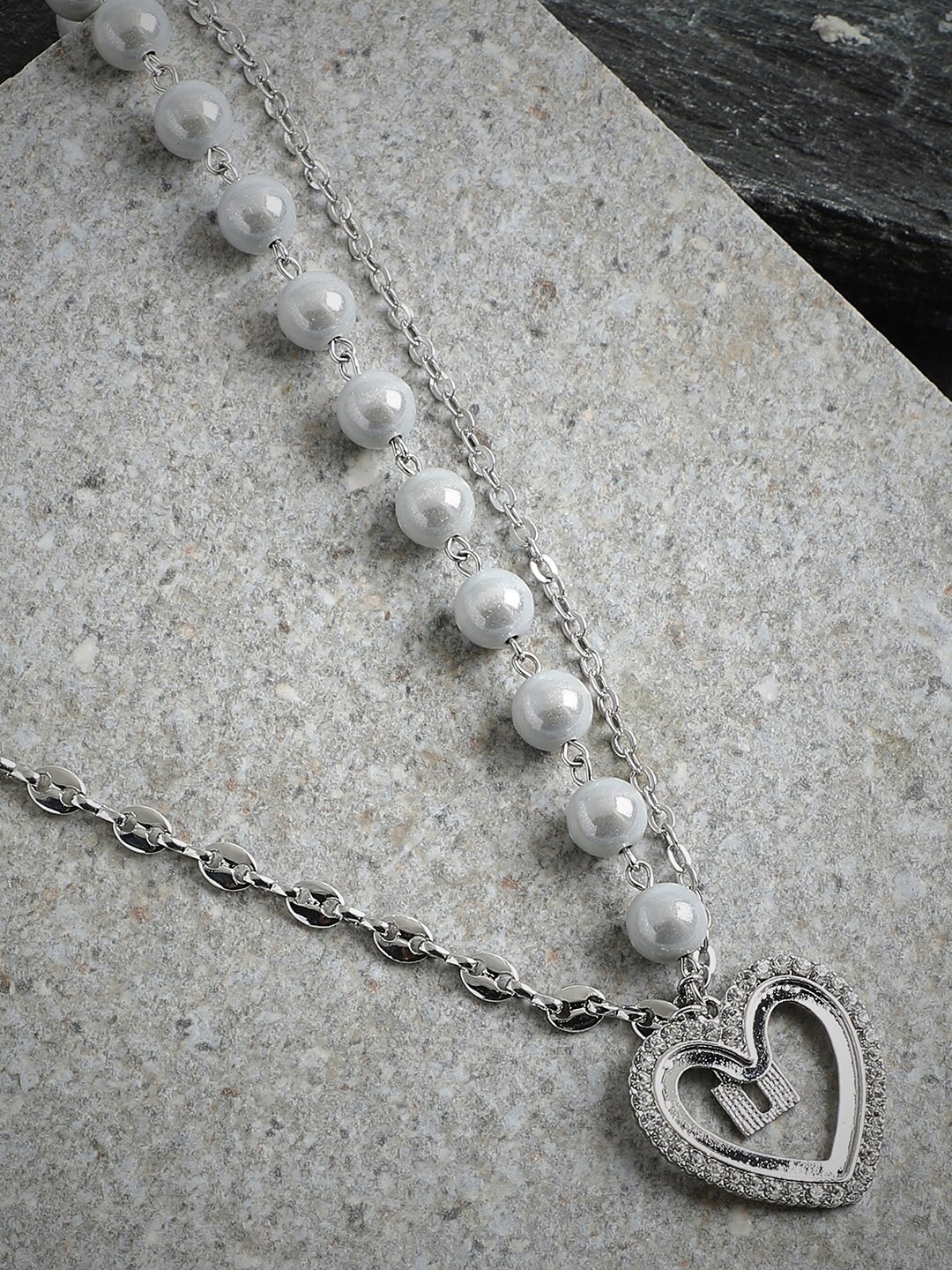 

SOHI White & Silver-Plated Necklace