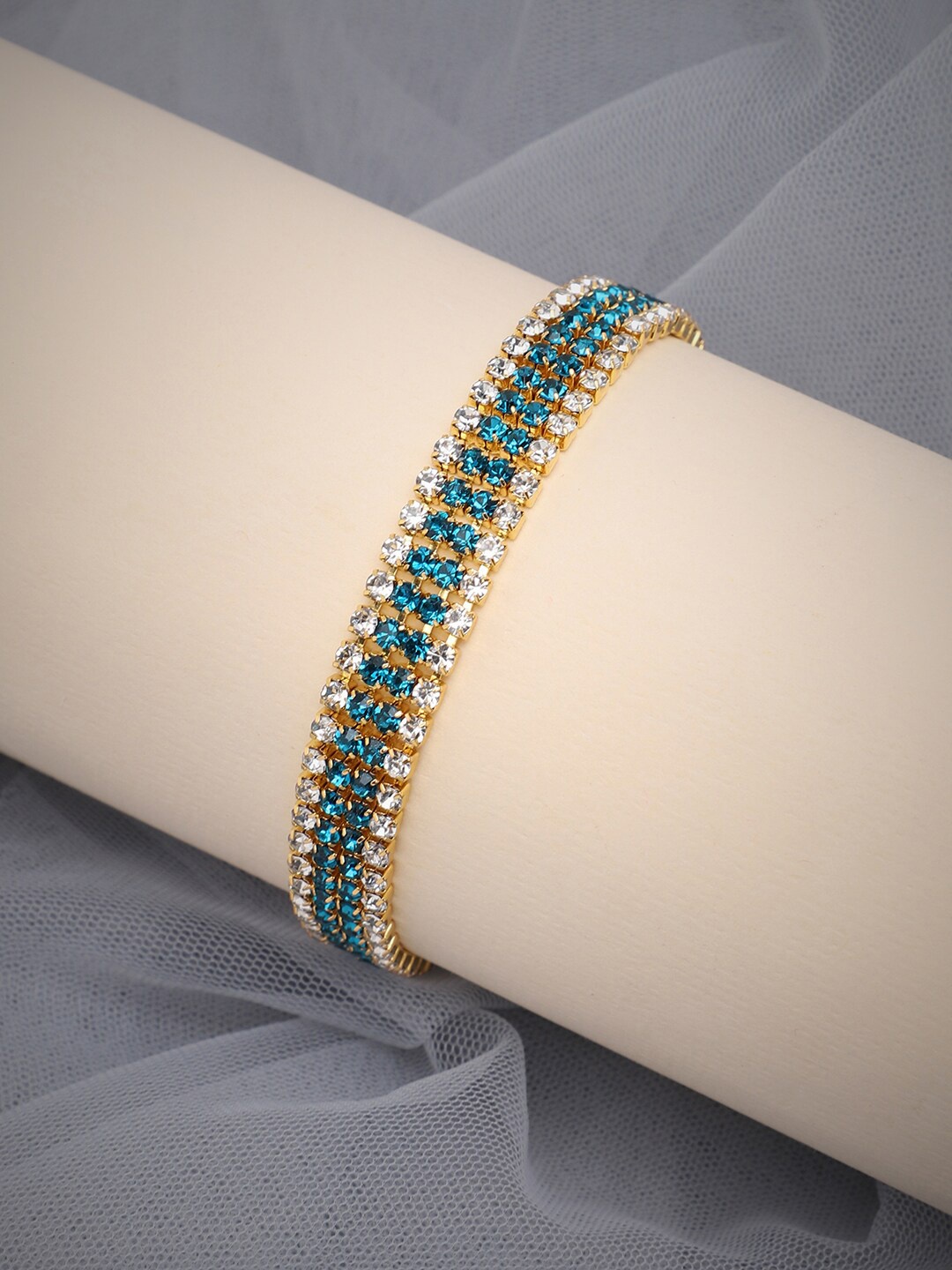 

SOHI Women Blue & White Gold-Plated Wraparound Bracelet