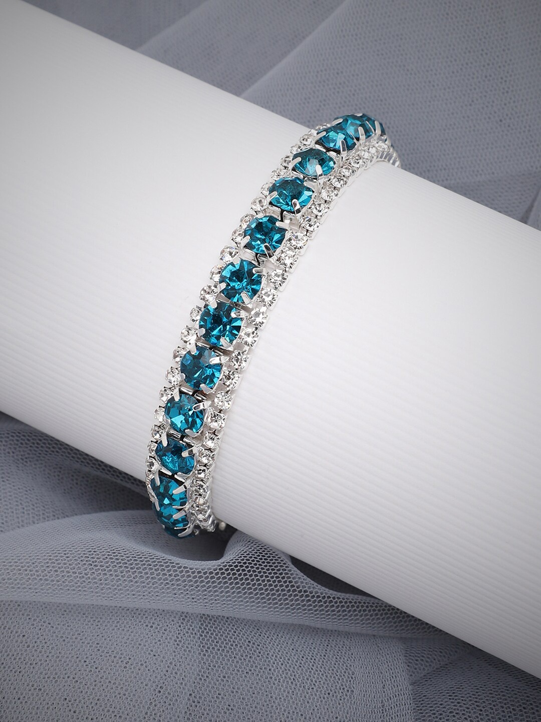 

SOHI Women Blue & White Silver-Plated Wraparound Bracelet