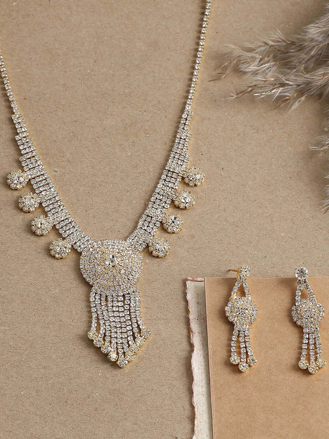 

SOHI White Gold-Plated Stone-Studded Jewellery Set