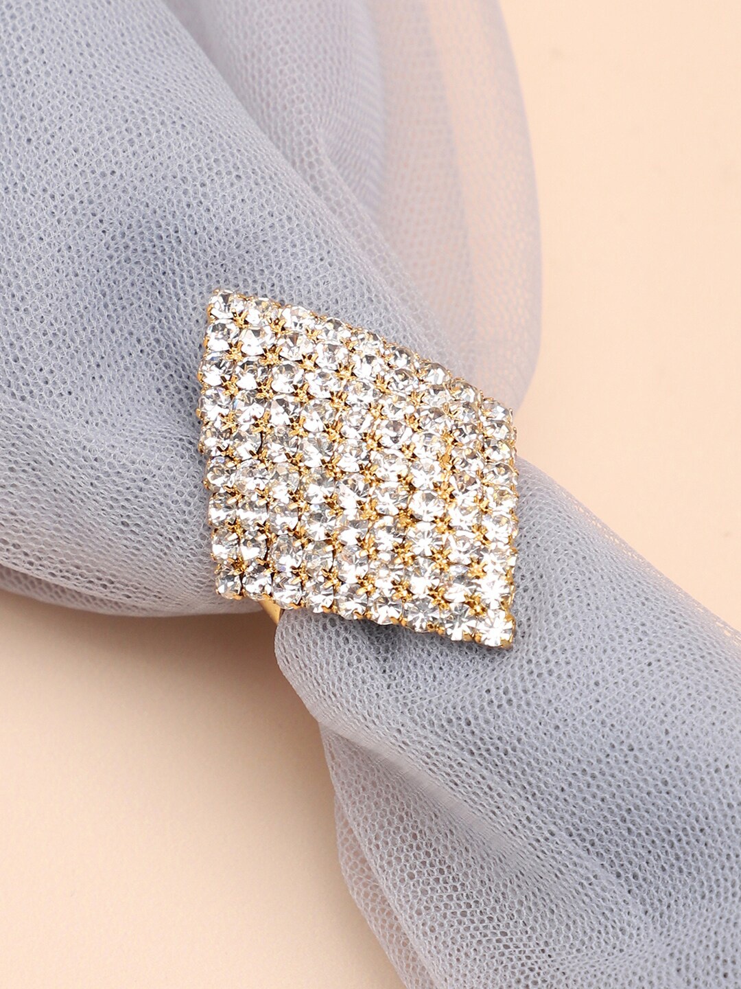 

SOHI White Gold-Plate Stone Studded Finger Ring