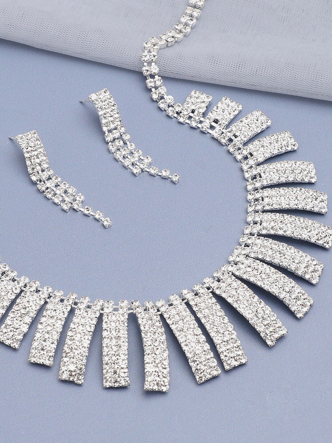 

SOHI Silver-Plated Stone Studded Jewellery Set