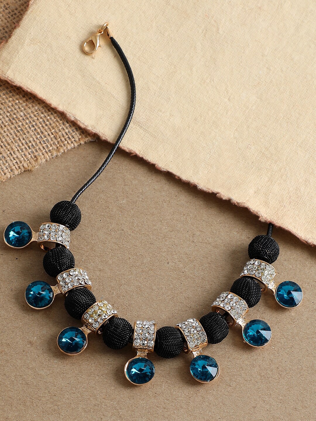 

SOHI Black & Blue Gold-Plated Necklace