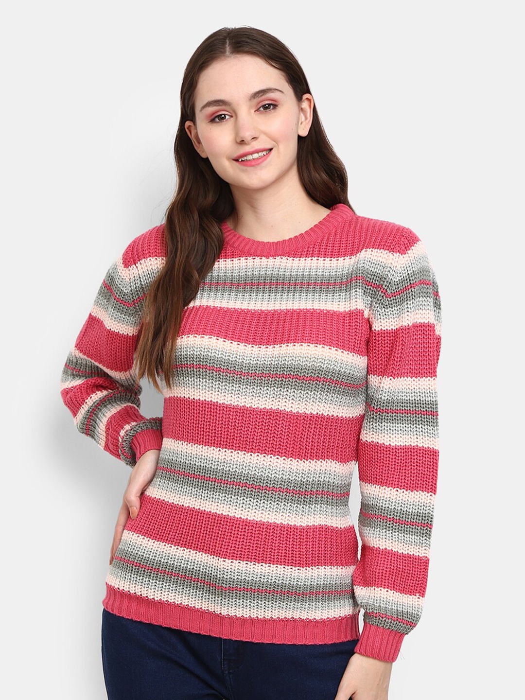 

V-Mart Women Pink Round Neck Pullover