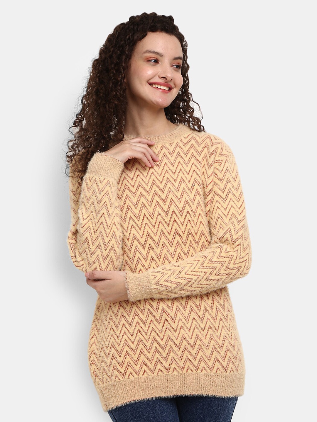 

V-Mart Women Cream-Coloured Sweatshirt