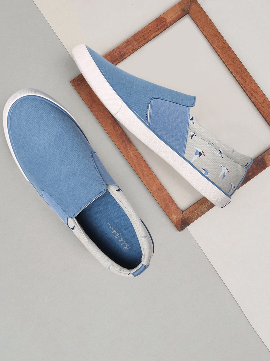 

Mast & Harbour Men Blue & Grey Slip-On Sneakers