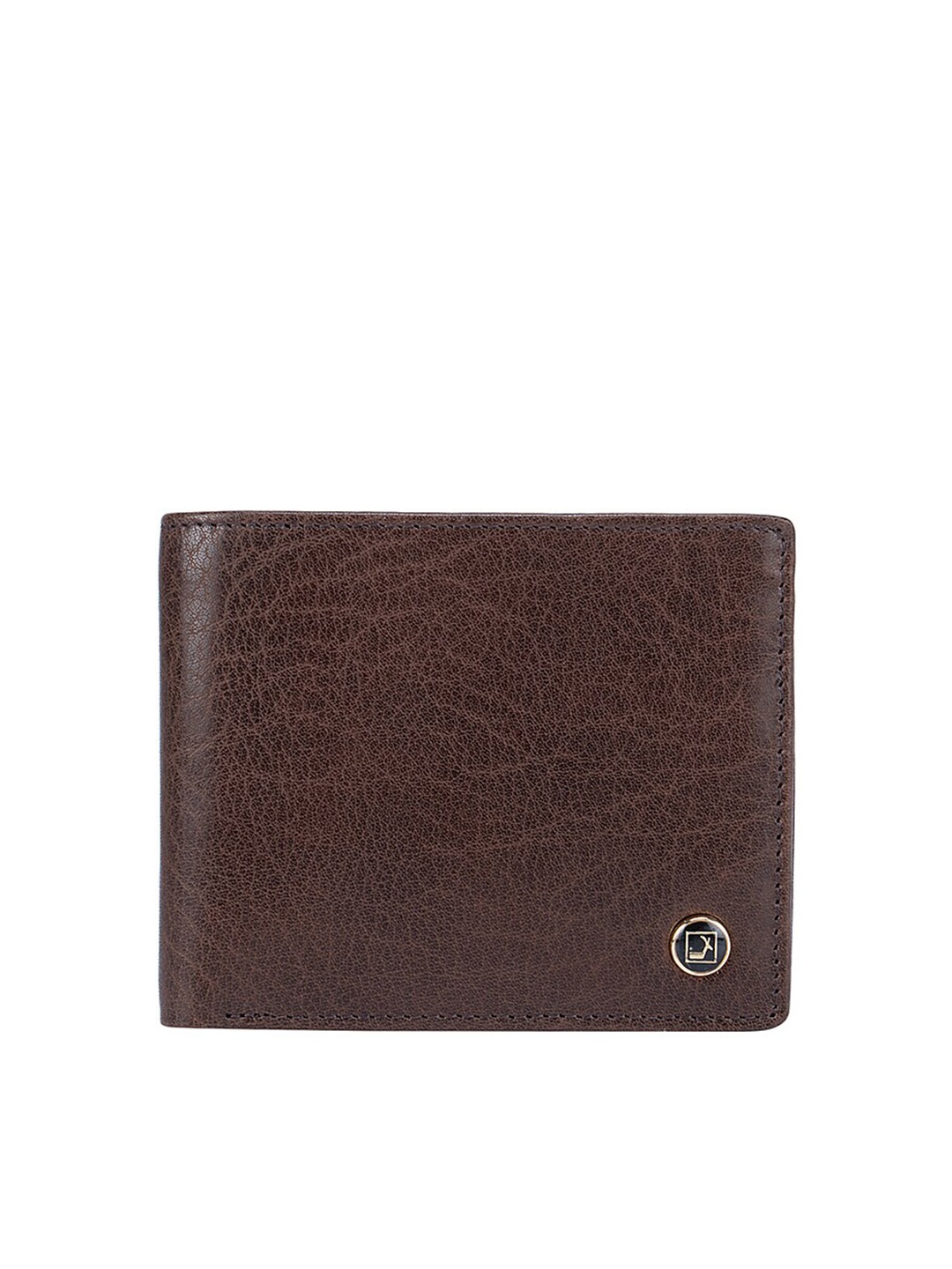 

Da Milano Men Brown Textured Leather Two Fold Wallet