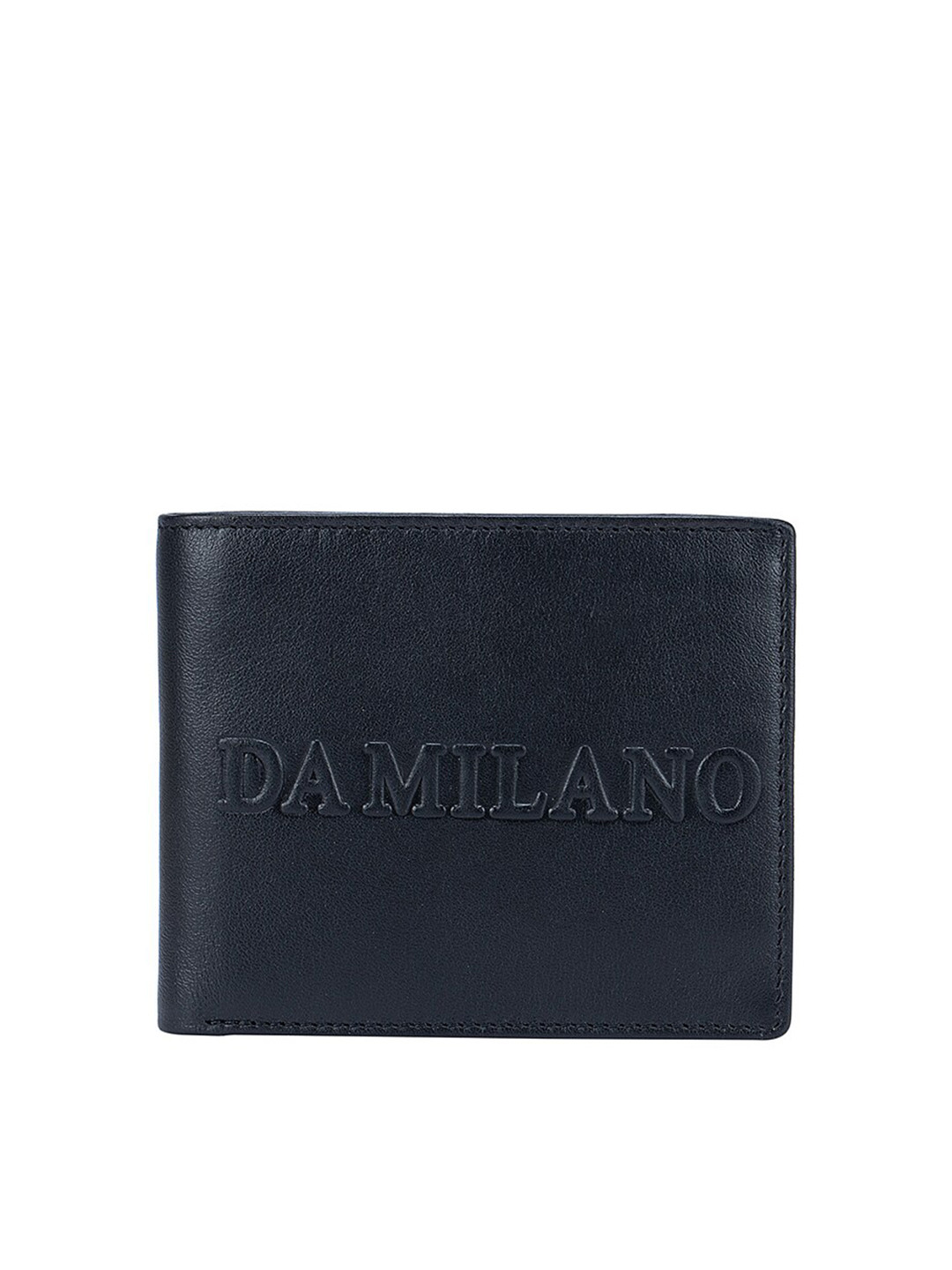 

Da Milano Men Black Textured Leather Two Fold Wallet