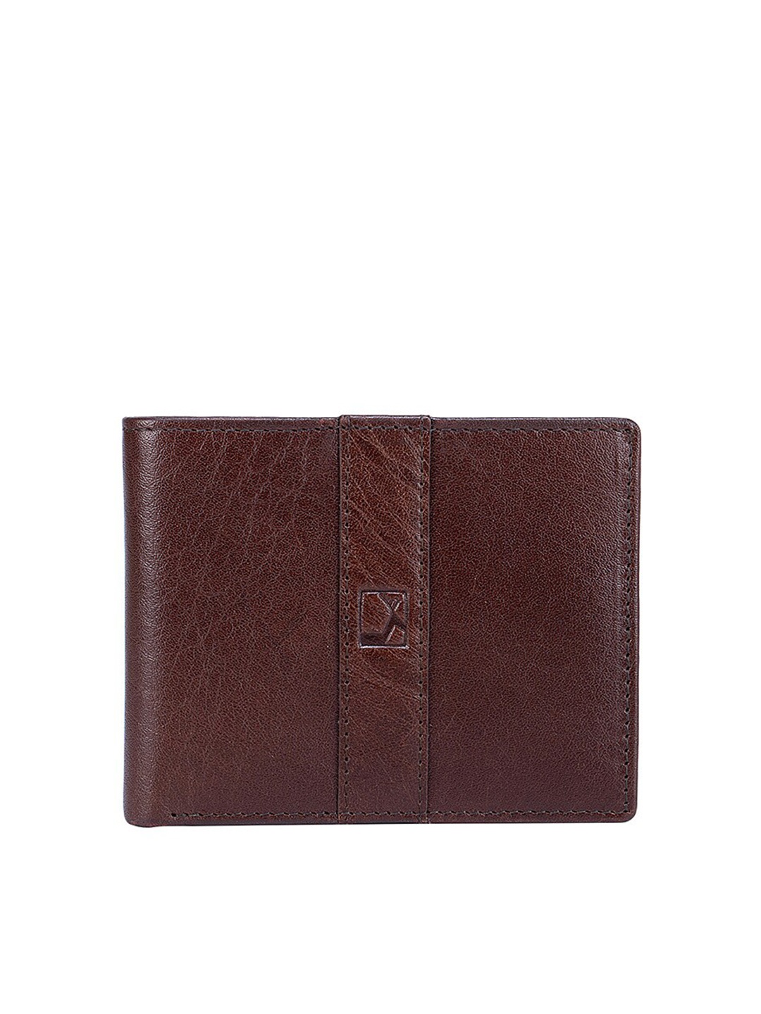 

Da Milano Men Brown Textured Leather Two Fold Wallet