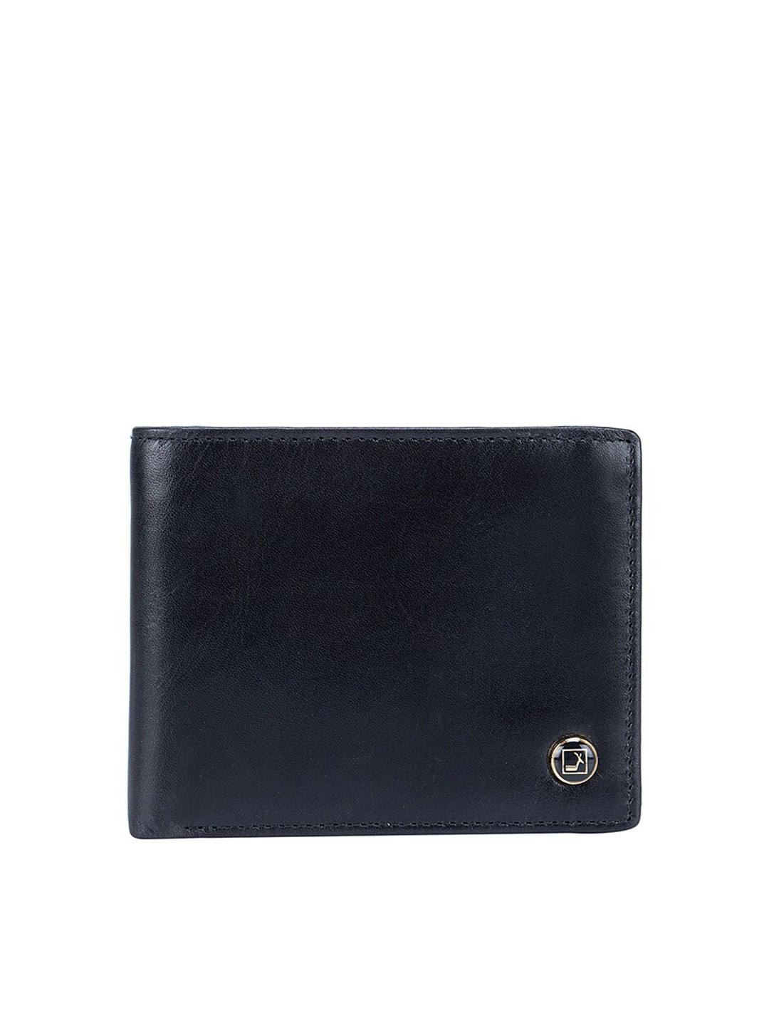 

Da Milano Men Black Textured Leather Two Fold Wallet