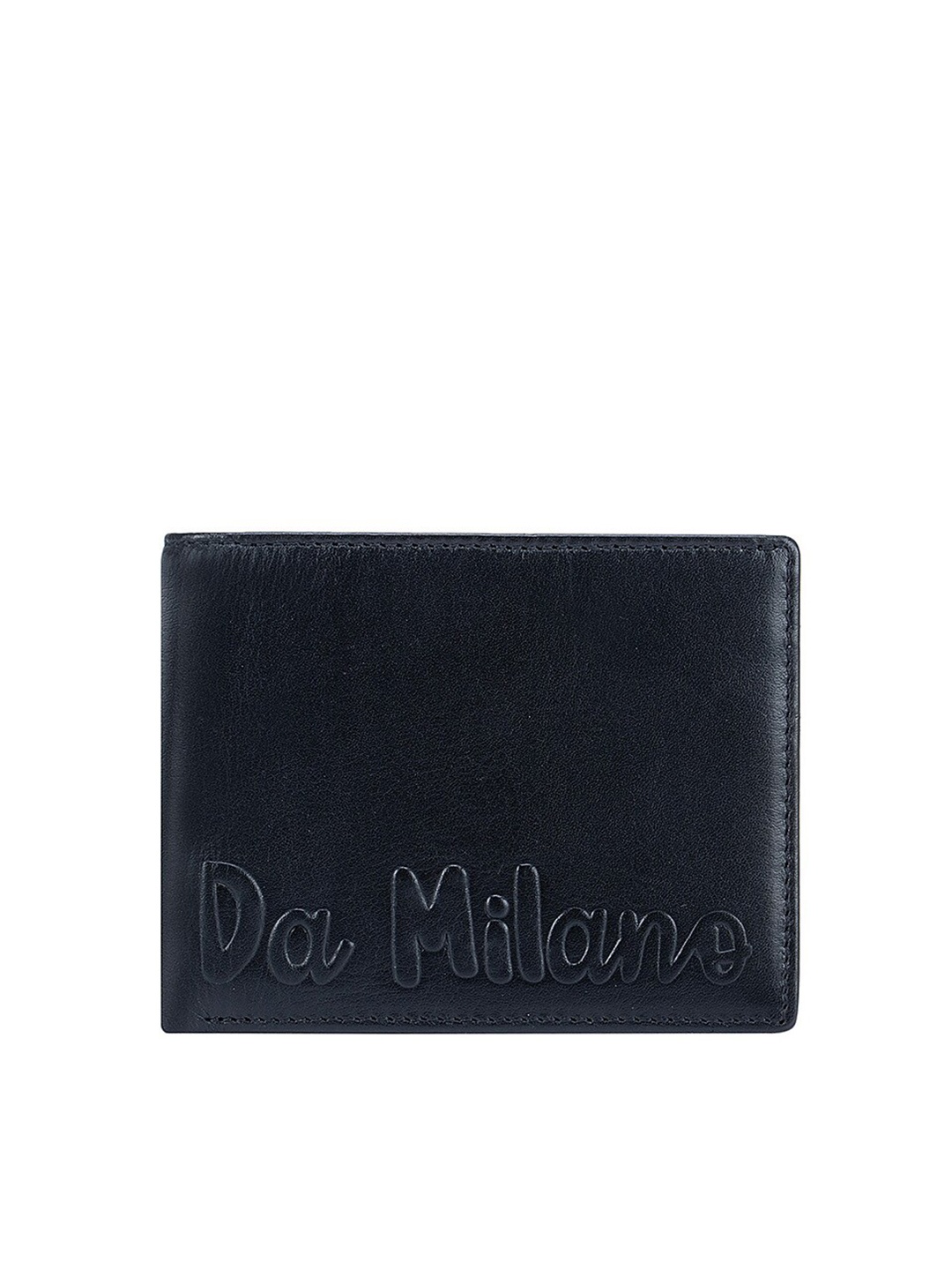 

Da Milano Men Black Textured Leather Two Fold Wallet