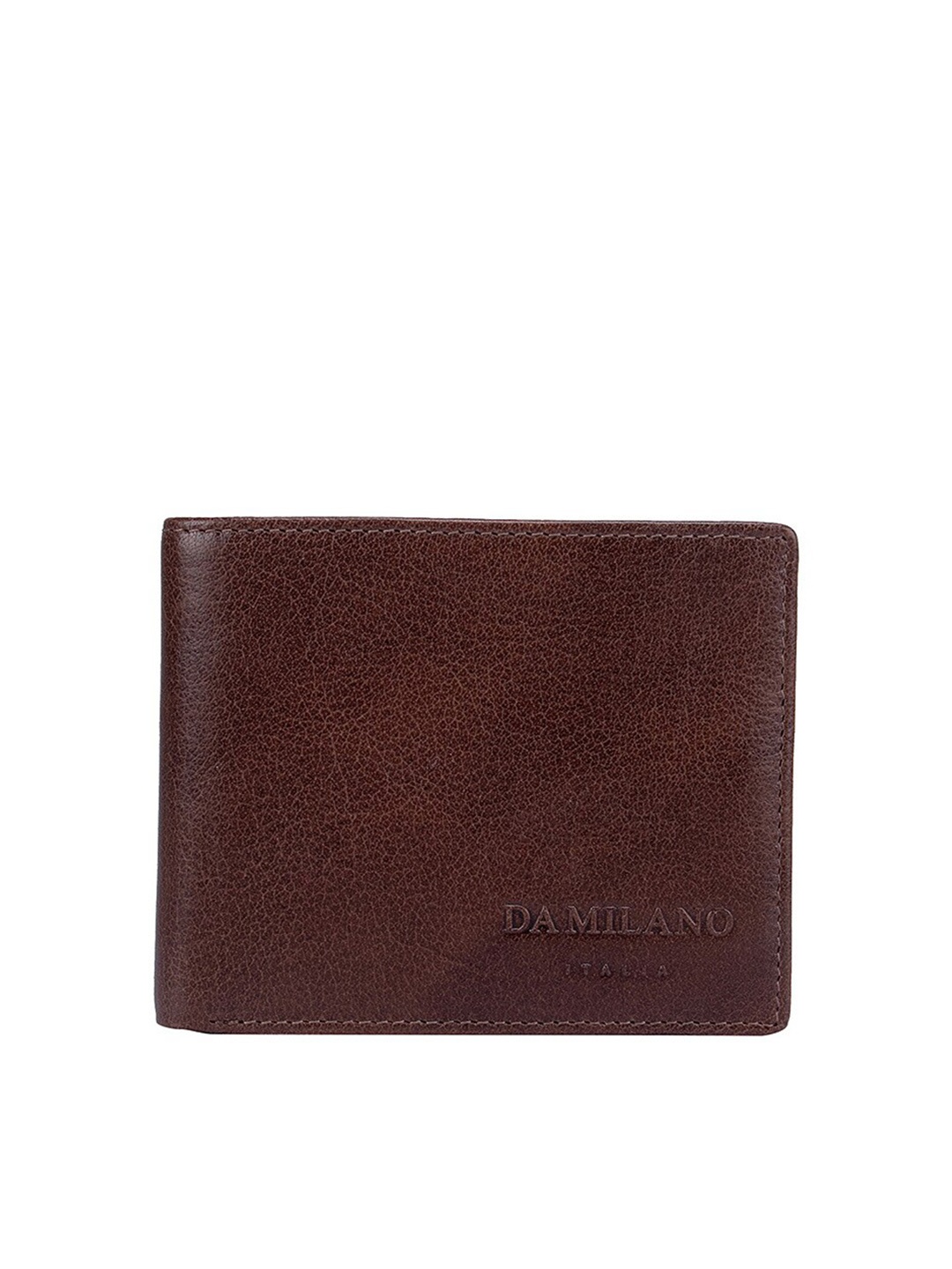 

Da Milano Men Brown Textured Leather Two Fold Wallet