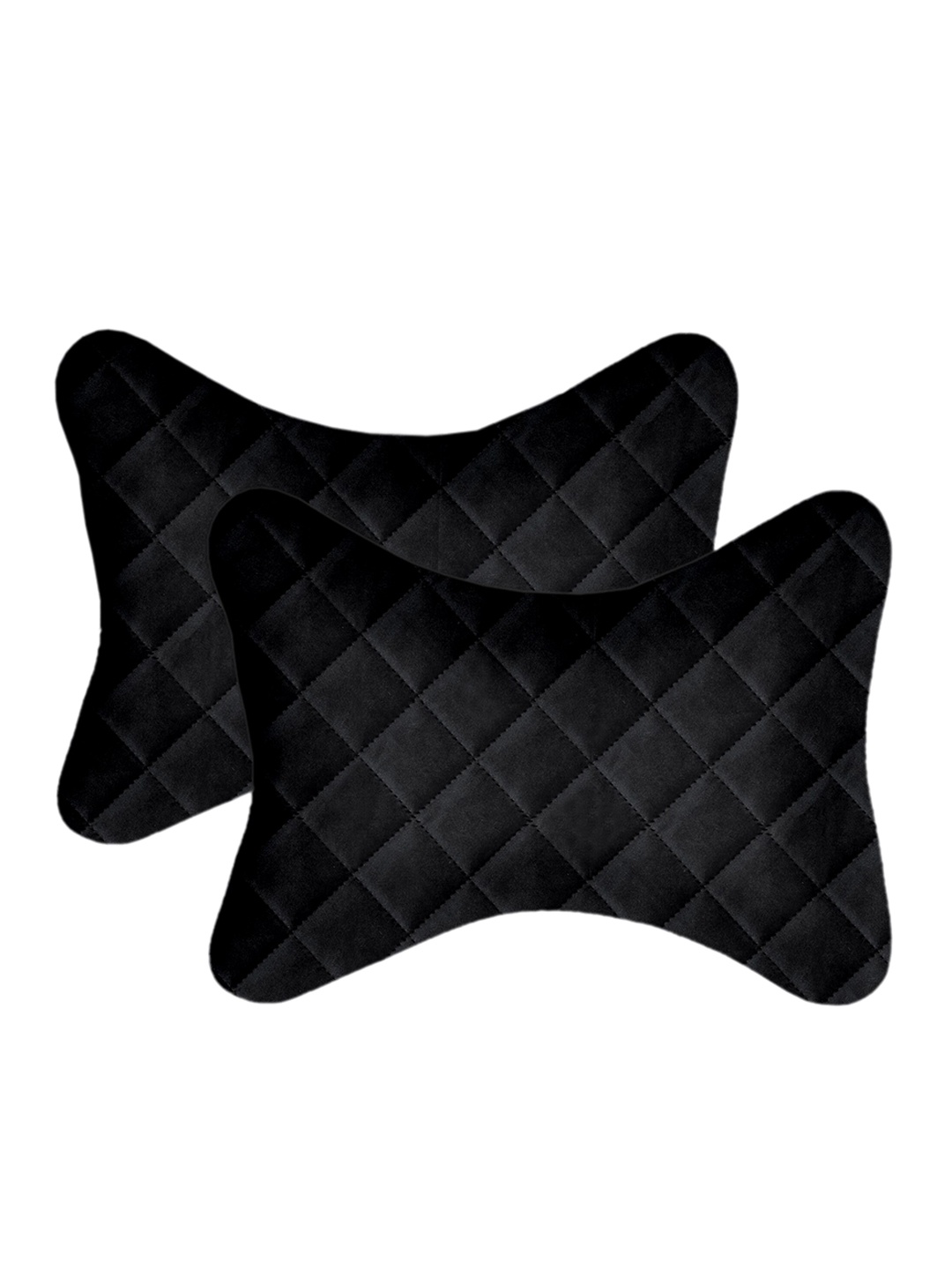 

Lushomes Pack of 2 Quilted Car Neck Pillows, Black