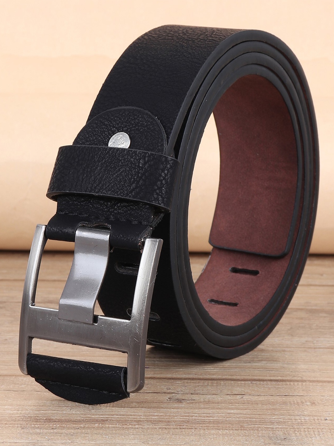 

WINSOME DEAL Men Black Textured Casual Belt