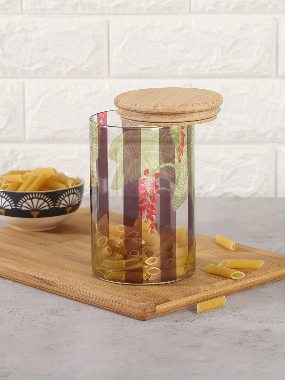 

India Circus by Krsnaa Mehta Transparent Foliage Play Glass Jar With Lid 1.05L