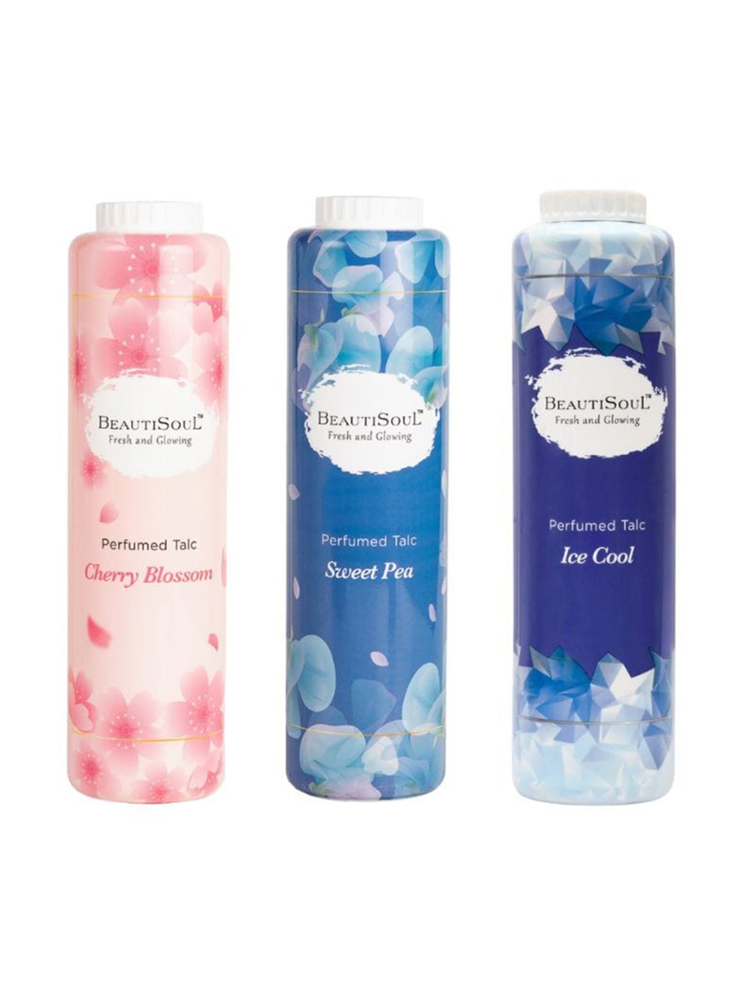 

Beautisoul Set of 3 Perfumed Talcum Powder 300g each-Cherry Blossom + Sweet Pea + Ice Cool, Pink