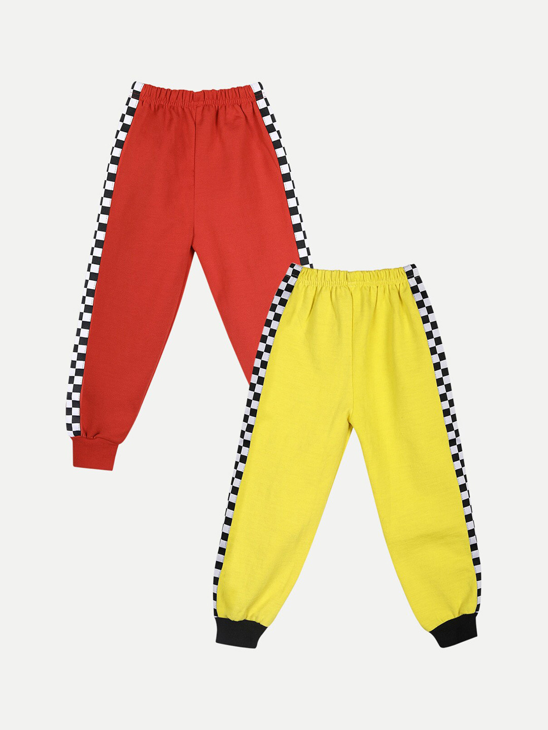 

Cutiekins Kids Red & Yellow Pack Of 2 Solid Organic Cotton Joggers