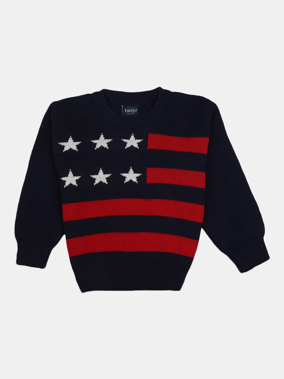 

V-Mart Boys Navy Blue & Red Round Neck Pullover