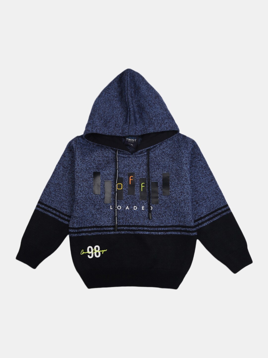 

V-Mart Boys Navy Blue & Black Colourblocked Cotton Hooded Pullover