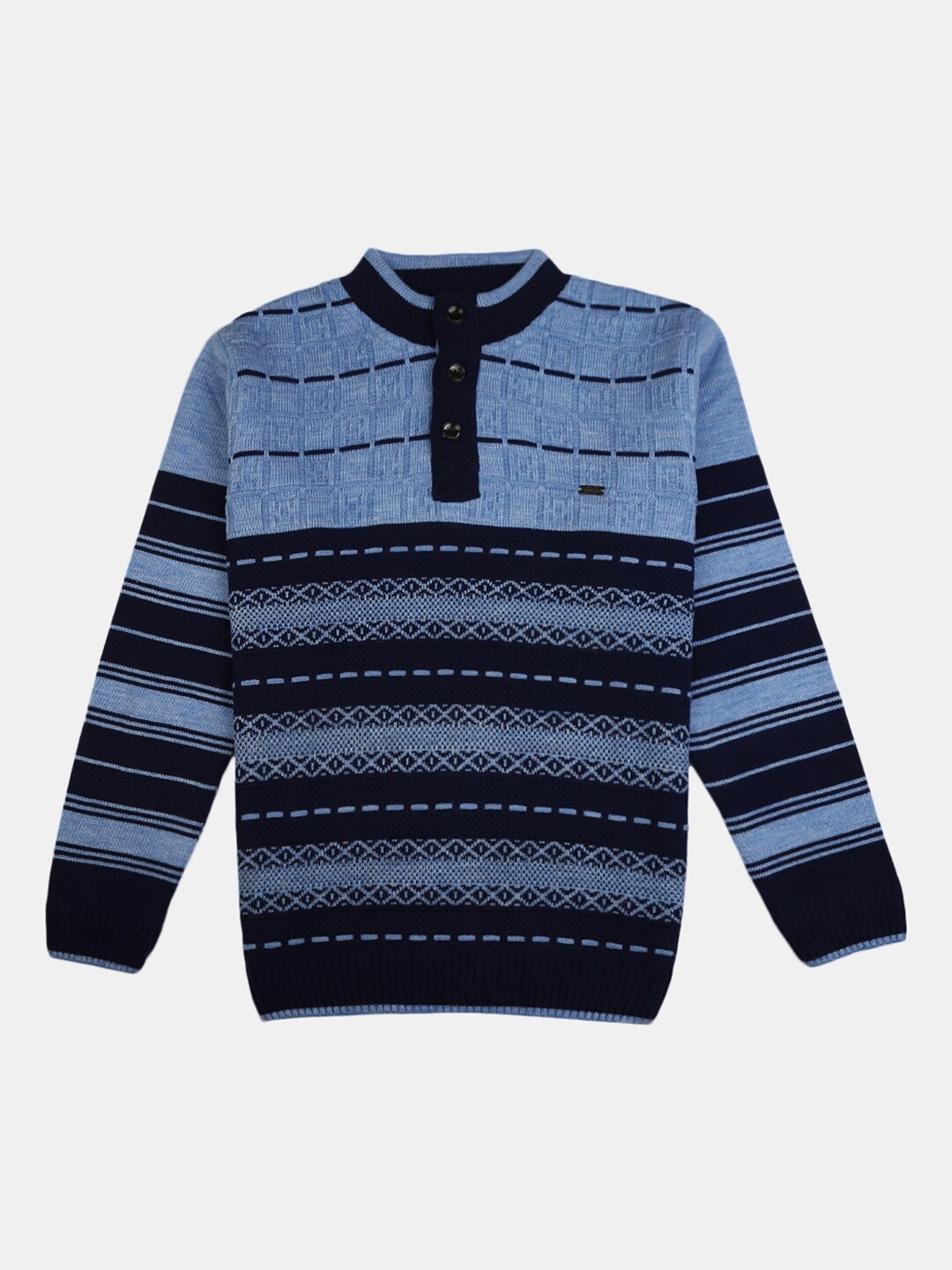 

V-Mart Boys Blue & Black Henley Neck Pullover